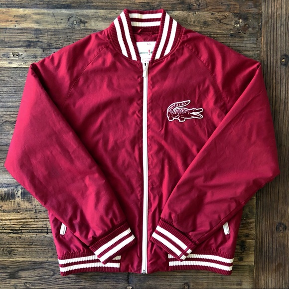 lacoste red bomber jacket